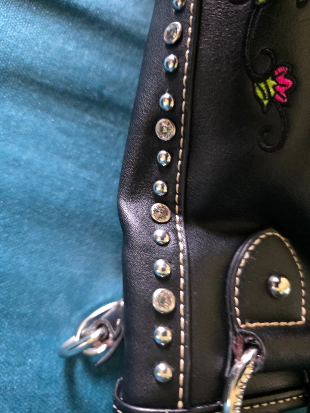 Montana West Sugar Skull Embroidered Crossbody Bag & Wallet Set Black Boho - Picture 2 of 16
